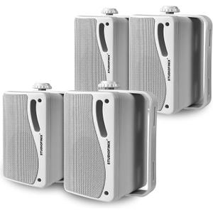 STUDIOFINIX 3.5'' Passive Outdoor Speakers Wired Waterproof,400W Premium Mountable Wall Mount Speakers with Superior Sound,All-Weather Durability,for Patio Marine Boat Garage Indoor(White 2 Pairs)