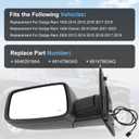Door Mirror Left Driver Side Replacement For Ram 1500 2014-2018 Ram 2500 2013-2018, Replace 68462819AA, Black 6PINS