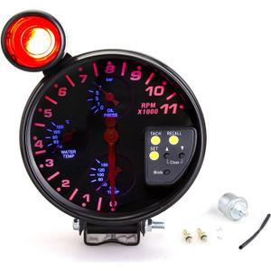 Tachometer Gauge,5" 12V Automotive Replacement Tachometers 0-11000 RPM w/Shift Light, Oil/Water Temperature Pressure Gauges RPM Tachometer for Car 4/6/8 Cylinder Engines