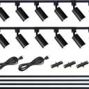 Plug-in Track Lighting Kit With Power Cord, 12-Light GU10 H Type Rails, Modern Kitchen LED Ceiling Spot Light Fixtures, 13FT, Black (No Bulbs)