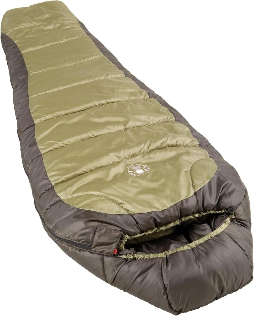 Coleman North Rim 0F Big & Tall Sleeping Bag, Cold-Weather Mummy Sleep Sack with No-Snag Zipper & Adjustable Hood for Warmth & Ventilation, Large Camping Sleeping Bag