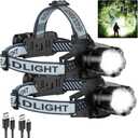 NiaoChao 2Pack Headlamp Rechargeable, 99000 LM Super Bright LED Head Lamp with 3 Modes, 90 Adjustable Head Lights for Forehead, 20+Hrs Runtime & IPX6 Waterproof HeadLamps for Camping Running