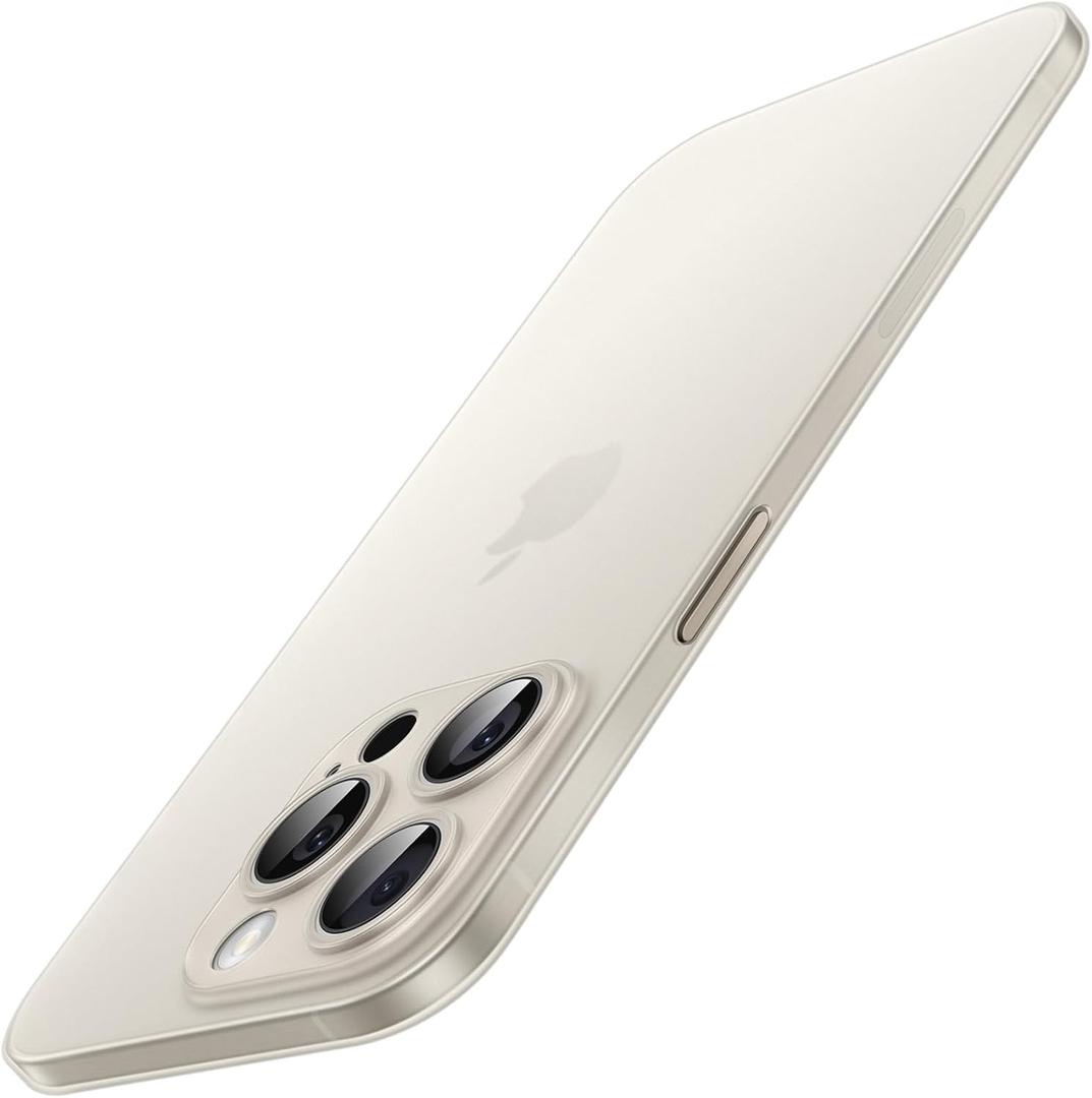 JETech Ultra Slim Case for iPhone 15 Pro Max 6.7-Inch, Not for iPhone 15/15 Plus / 15 Pro, Camera Lens Cover, Lightweight Matte Finish PP Hard Minimalist Case (Natural Titanium)