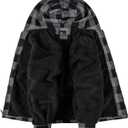 ZITY Men's Flannel Hooded Jacket Fleece Sherpa Lined Plaid Shirts Jackets Zip Up Sweatshirt Hoodies for Men with 4 Pockets, Large