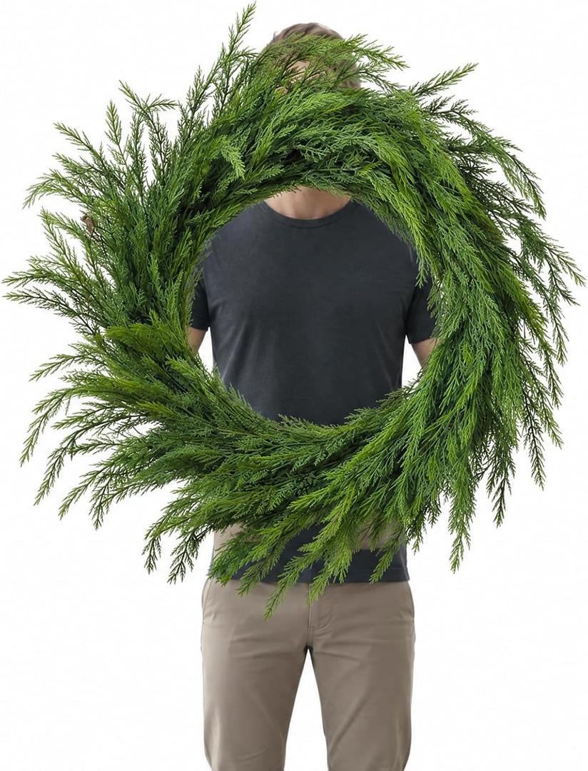 Wavwavw 31" Christmas Large Cedar Wreath for Front Door