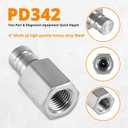 PD342 Test Port and Diagnostic Equipment Quick Nipple with Female Pipe Thread Fits for PD Series Couplers, 1/8" body size, 1/4"-18 NPTF thread size
