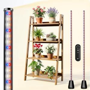 CCACC 2Pack 60 Inch Grow Lights for Indoor Plants, 48W 384 LED Full Spectrum Grow Light with 3/6/12H Timer, 3 Modes 5 Dimmable Standing Vertical Growing Lamp for Tall Plants/Greenhouse/Garden