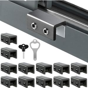 Sliding Window Locks (12 Sets), Security Window Locks with Keys, Adjustable Aluminum Sliding Window Stops, Easy Installation Without Drilling, for Vertical and Horizontal Sliding Windows
