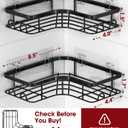 Corner Shower Caddy - 2 Pack, Adhesive Shower Organizers, Rustproof Stainless Steel Shower Shelves with 8 Hooks, No Drilling Bathroom Organizers and Storage Racks, Space-Saving, Black, Medium