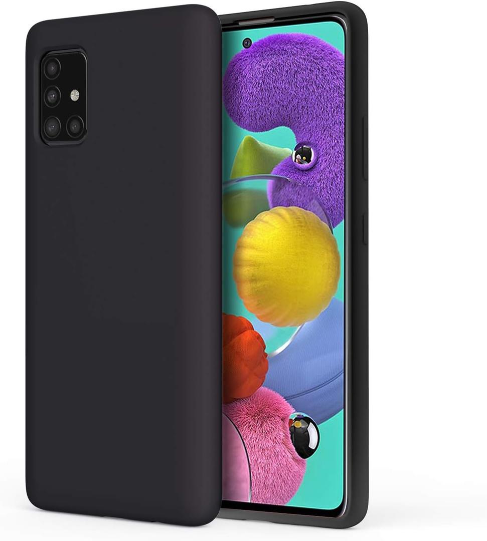 Case for Galaxy A51 5G, Dual Layer Hybrid Hard PC & Soft Silicone Gel Rubber Bumper Slim Fit, Black