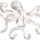 Sungmor Cast Iron Key Holder for Wall, Decorative Octopus Hanger with 6 Hooks, Vintage White Wall Hooks for Towel, Bathrobe, Necklaces, Purse, Dog Leashes, Bathroom Nautical Decor