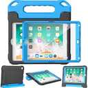 YIHE Kids Case for iPad 9.7 Inch with Screen Protector, Shockproof Handle Convertible Stand Case for iPad 9.7 6th/5th Generation 2018/2017, iPad Air 2/1& iPad Pro 9.7, Black Blue