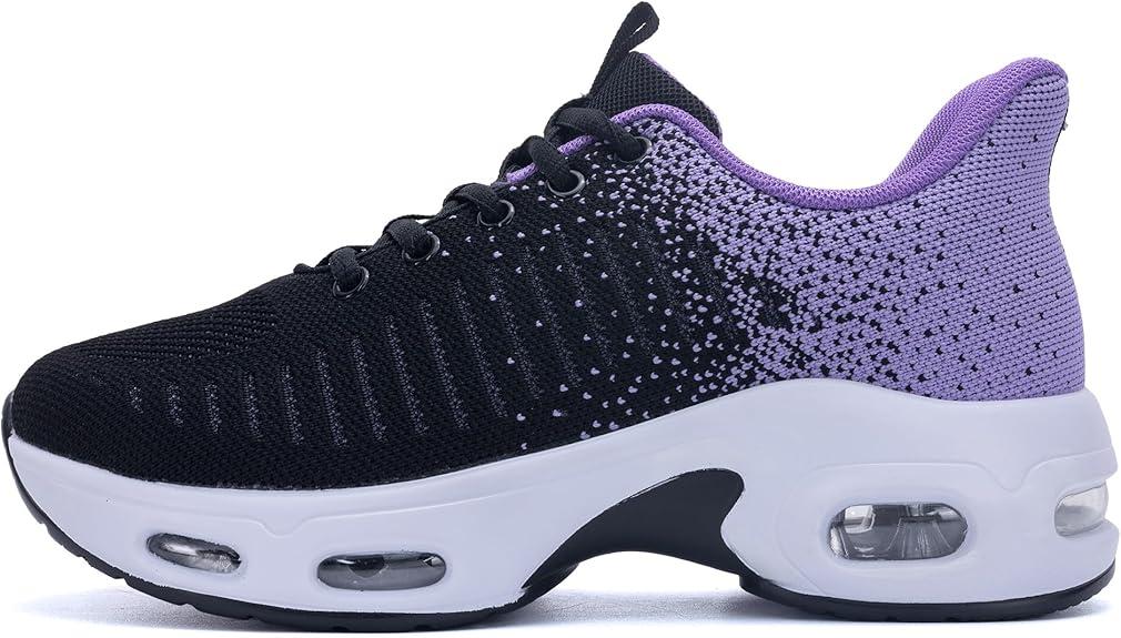 Women Sneakers Slip On Walking Tennis 7.5, Black Purple
