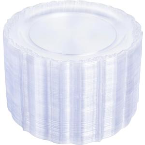 100 Pieces Clear Plastic Plates - 7.5 inch Clear Dinner Disposable Plates - Premium Hard Disposable Dinner Plate - Party Supplies for Birthdays, Celebrations, Wedding and Events