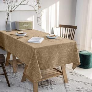 Waterproof Cotton Linen Tablecloths Rectangle Dining Table Cloth, Wipe Clean Indoor & Outdoor Table Cover for Buffet Party, Holiday Dinners and Banquets, Wrinkle Resistant54"x102" Coffee
