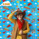 2 x Bupulo Toy Birthday Decorations, 2 Pack Toy Themed Birthday Party Backdrop 3.3 x 6.6ft Cartoon element Tinsel Foil Fringe Curtains Photo Booth Props, Perfect Toy Party Background for Kids