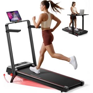 RHYTHM FUN Treadmill with Incline, Walking Pad with Handle Bar,300lbs Walking Pad with APP, Portable Folding Walking Treadmills for Home/Office with Low Noise