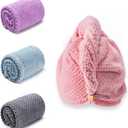 Hair Towel Wrap, 4 Packs 9.8 x 25.6 Inch Towel Turbans for Wet Hair, Dry Hair Towel, Headbands for Curly and Long Hair - Bathroom Must-Have for Ladies