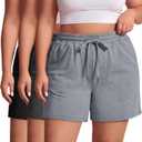 Evervibe 3 Pack Women's Plus Size Sweat Shorts Drawstring Elastic Waist Athletic Lounge Shorts with Pocket