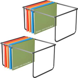 2 Packs Legal/Letter Size Hanging File Folder Frame, Desk Organizer Destop Files Frame, Hanging Folder Holder/Rack for Filing Cabinet File Drawer, 14.5"D x 11.8"W x 9.2"H , Black