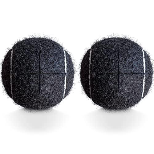 HPWFHPLF 2PCS Precut Tennis Balls for Walkers, Heavy Duty Long Lasting Glide Balls - Precut for Easy Installation, Universal Felt Pads for Walker Legs & Furniture, Floor Protectors (Black)