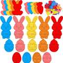 100 PCS Easter Crafts Kit for Kids DIY Foam Stickers - Bunny Eggs Baby Chicks Cutouts for Easter Bulletin Board & Classroom Decorations, Spring Party Home Wall Decor Crafts Supplies