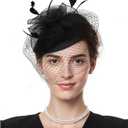 American Trends 2025 Derby Hat Fascinators Hats Tea Party Wedding Church Hats for Women Headwear Hair Clip (A2 Black)