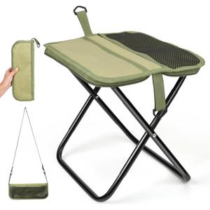 Folding Portable Camping Stool, Lightweight 1.4lbs with Carry Strap, Foldable Backpack Stool for Travel, Hiking, Picnic, Outdoor Events(Green)