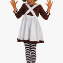 fun shack Girls Chocolate Factory Worker Halloween Costume, Kids Candy Movie Character Outfit for Trick-or-treating, Size Large