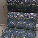 Arden Outdoor Chair Cushion, 21 x 20, Rain-Proof, Fade Resistant Sapphire Aurora Blue Damask