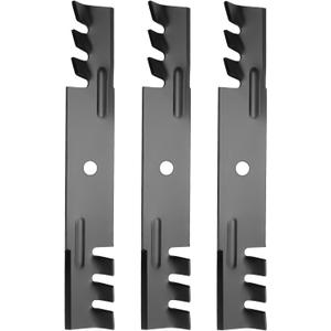 AM31100 Mulching Blades for John Deere 46 inch Deck 180 185 240 245 260 265 285 300 316 LT166 F510 F525 120 140 116 214 216 Sabre 1546 1646 Lawn Mower Toothed Blades Lesco 050335 M41967 M127466 3 Pack
