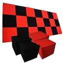 45 Pack Acoustic Foam Panels,1" x 12" x 12" Acoustic Wedge Studio Foam Sound Absorption Wall Panels (BLACK 22 pcs/RED 23 pcs)