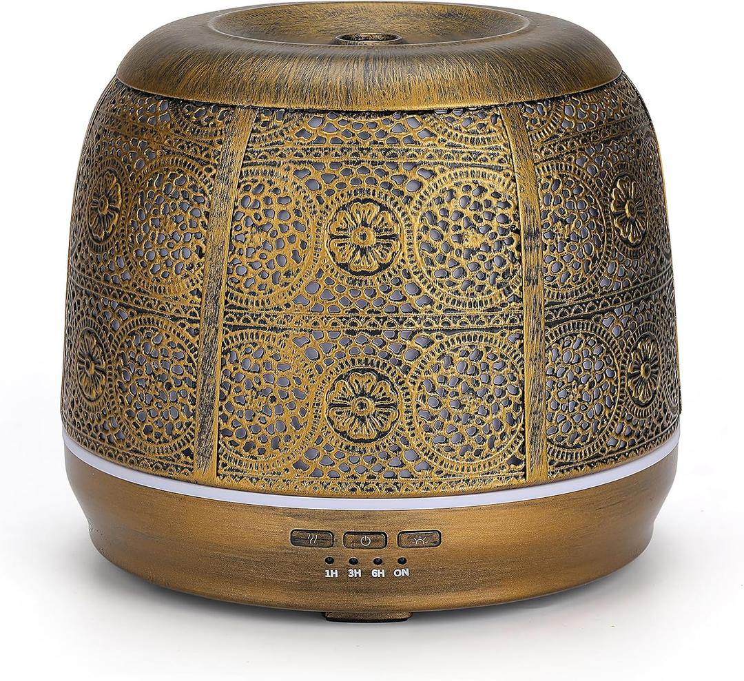 500ml Essential Oil Diffusers for Large Room, Metal Diffusers for Essential Oils, Ultrasonic Aromatherapy Diffuser for Home Office, Gift for Women and Men 