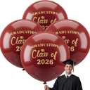 Kasyat 4 Pcs 36 Inch Extra Large Graduation Balloons Class of 2026 Balloons Latex Jumbo Giant Congrats Grad Balloon for College, High School, University Graduation Party Decorations (Maroon and Gold)