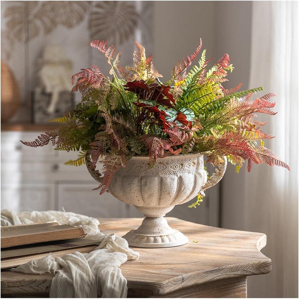 Europe Retro Distessed White Metal Vase for Room and Home Decoration and Iron Handicrafts Item Roman Style Decorative Vase, 13.58"L x 11.81"W x 8.46"H