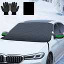 Windshield Snow Cover for Car, Waterproof Ice Shield with Elastic Straps, All Weather Frost Guard Fits Sedan SUV, Blocks Snow Rain Debris Leaves and Offers Sunshade Protection for Summer UV Heat Oxford Fabric-M-(1.5)