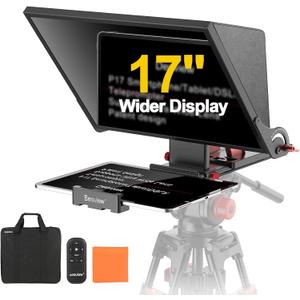 Desview P17 Portable Teleprompter for Camera Video Recording, Foldable Auto-Scrolling Prompter with Wireless Remote Sunshade & Tripod Mount Compatible with iPhone Android Tablet, P17 Teleprompter