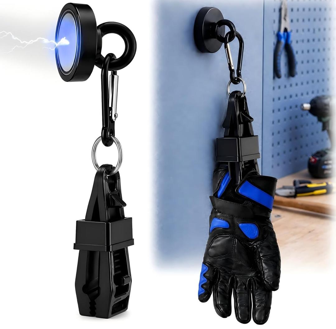 Moxweyeni Magnetic Gloves Clip with Magnet Base, Heavy Duty Glove Holder for Belt, Work Glove Clip for Construction, Firefighter, Electrician, Warehouse, Helmet Tool Holder
