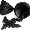3D Printed Dragon Egg, Executive Desk Toys, Articulated Dragon, Fidget Toys Gifts for Easter Christmas Adults (Black)