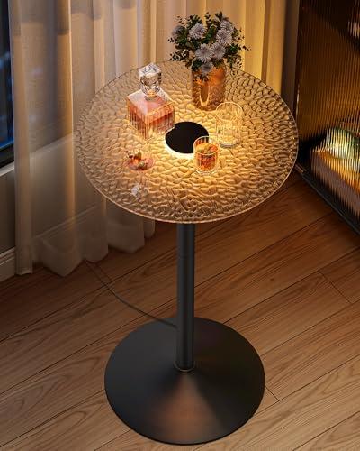 Amazon.com: VASAGLE Round Bar Table, 41.3 Inches Tall Cocktail Pub Table with Multi-Colored Lights and Glass Top, Large Steel Base, for Kitchen, Bistro, Parties, Cloud White and Ink Black : Home & Kitchen
