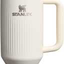 STANLEY Quencher H2.0 Tumbler with Handle and Straw 40 oz | Flowstate 3-Position Lid | Cup Holder Compatible for Travel | Insulated Stainless Steel Cup | BPA-Free | Fluted Cream Gloss