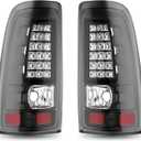 LED Tail Lights Compatible with 2003-2006 Chevry Silverado 1999-2002 GMC Sierra 1500 2500 3500 Left Drive and Right Passenger Side Rear Brake LED Taillight, Black