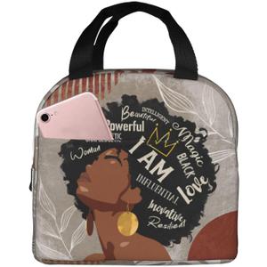 African American Bag, Lunch Bag Gift For Black Women, Black Women Lunch Bags Boho Lunch Box Cute Boho Reusable Insulated Tote Bags