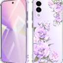 for Samsung Galaxy S25 Edge Case Flowers [Buffertech 6.65ft Military-Grade Drop Protection] [Anti Peel Off Tech] Clear TPU Bumper 5G Phone Case Cover Design (Flower Series)