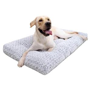 KSIIA Washable Dog Bed Deluxe Plush Dog Crate Beds Comfy Kennel Pad Anti-Slip Pet Sleeping Mat for Large, Jumbo, Medium, Small Dogs Breeds, 21 x 13", Gray