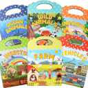 6Pcs Reusable Sticker Books, Sticker Books for Toddlers 2-4 Years, Vehicles Insects Animals Dinosaurs Stickers Scenes for Crafts Parties Travel Boys Girls Gifts