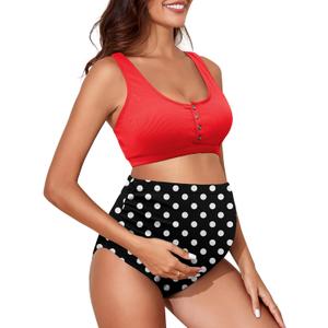 Century Star Maternity Swimsuit High Waist Ribbed Two Piece Bikini Set Bathing Suit for Women Pregnancy Swimwear XL