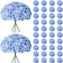65Pcs Blue Hydrangea Artificial Flowers Bulk Realistic Silk Fake Flowers with StemsFaux Hydrangea Flowers for Wedding Home Decor Centerpieces Living Room Garden Party Baby Shower Decoration