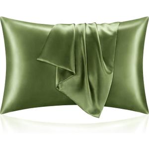 BEDELITE Satin Pillowcase for Hair and Skin, Super Soft and Cooling Similar to Silk Pillow Cases 2 Pack with Envelope Closure, Gift for Women Men(20"x26" Standard Size, Cedar Green)