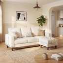 Homall 3 Seat Couch L Shape Sofa with Side Storage Pockage, Sectional Couches with Reversible Ottoma, Upholstered Sofa for Living Room and Small Spaces (Linen Fabric, Cream)